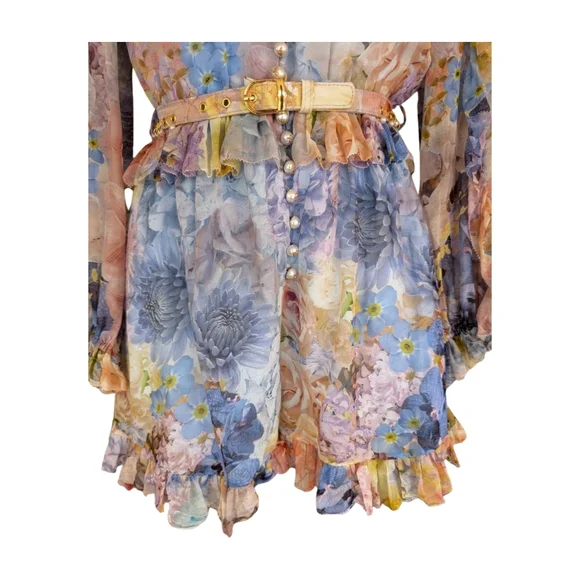 Zimmermann Rhythmic Ruffle Floral Playsuit Romper Size 0/US4 - Picture 8 of 17